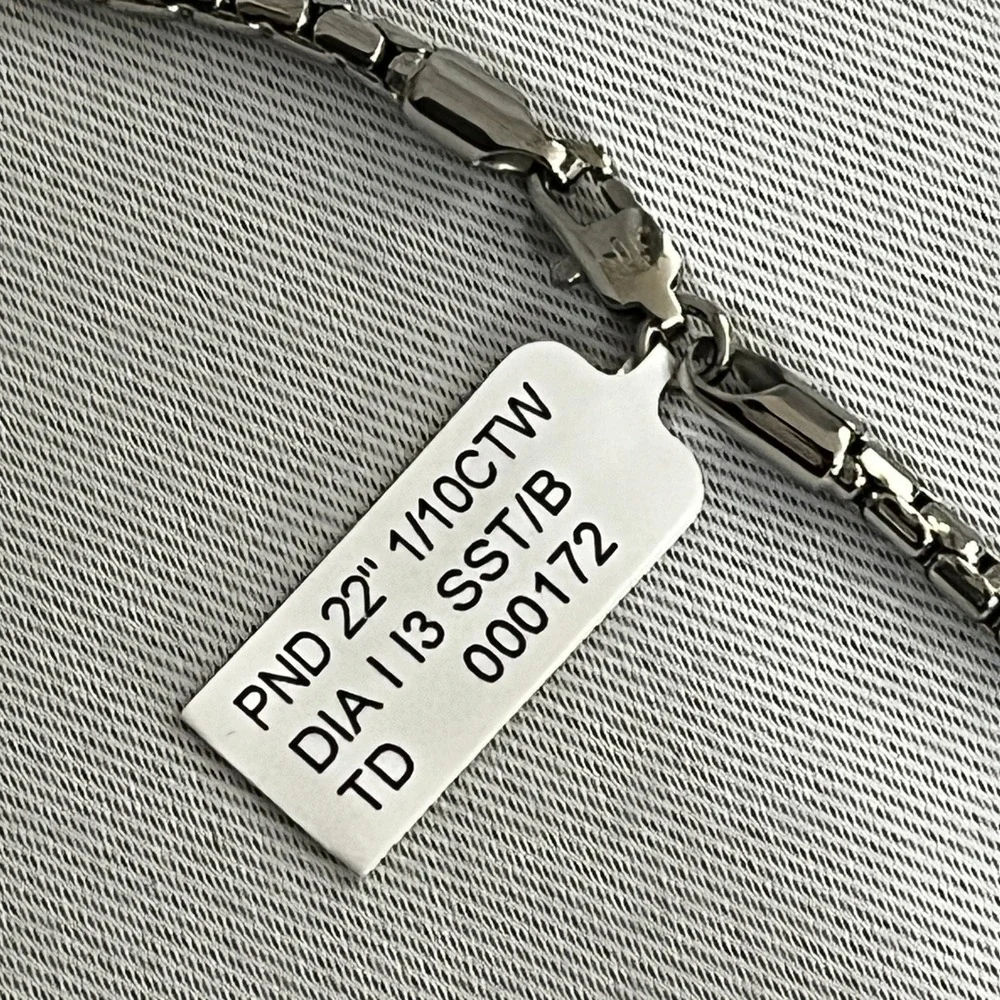 SHR Diamond 1/10CTW Dog Tag Necklace Men 22